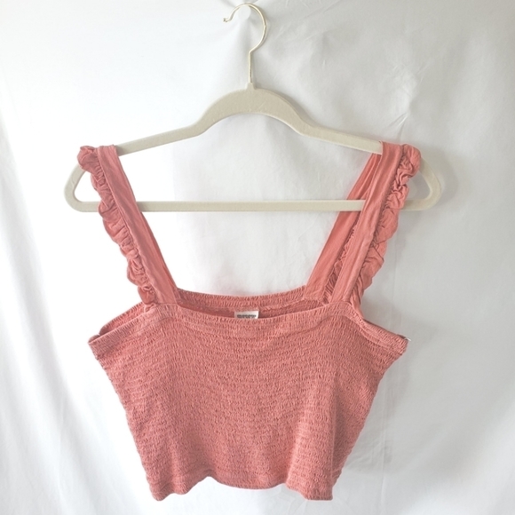 PINK Victoria's Secret Tops - Victoria's Secret Pink Smocked Ruffle Sleeve Crop Tank - XL